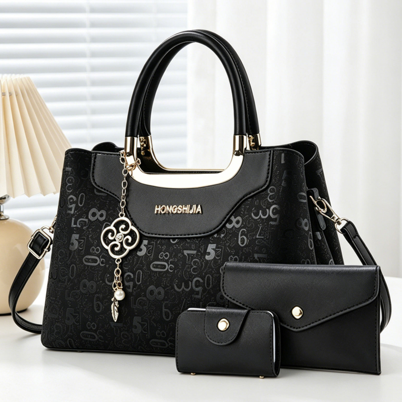 Luxury Bags Casual - ชุดกระเป๋าถือแฟชั่นผู้หญิง 3 ชิ้น, กระเป๋าสะพายข้างพิมพ์ลายดิจิตอลสุดหรูสำหรับผู้หญิง, กระเป๋าสะพายไหล่หลายช่องความจุขนาดใหญ่
